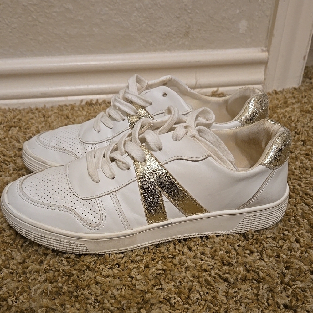White and Gold Women's Sneakers